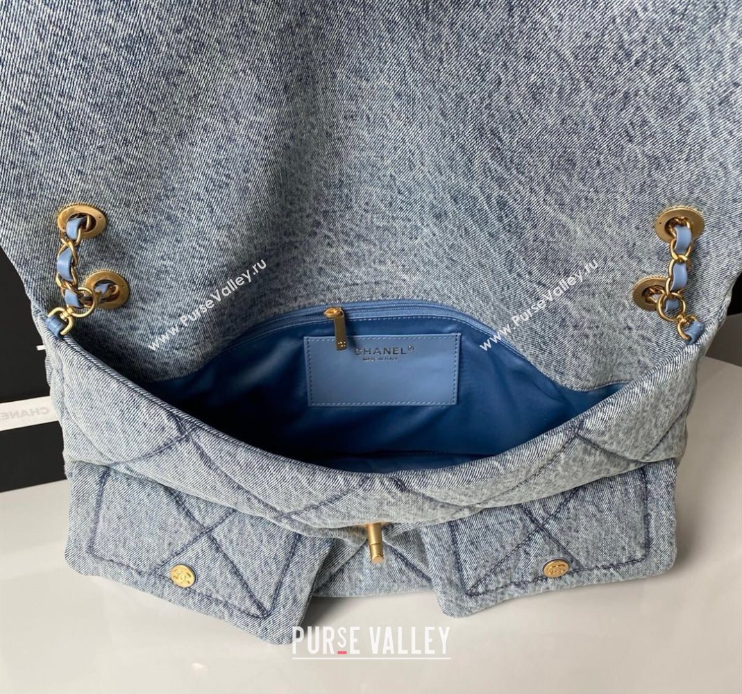 Chanel Washed Denim Maxi Flap bag with Pockets Blue2 2025 AS5727 (SSZ-251127063)