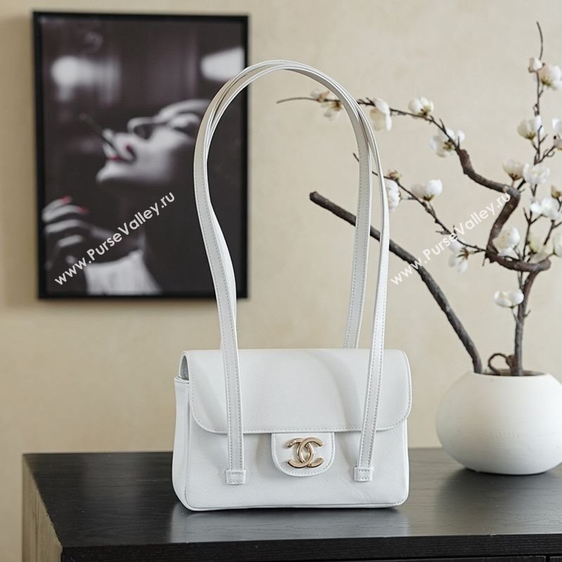 Chanel Calfskin Leather Hobo Bag White 2025 CH112703 (yezi-251127075)