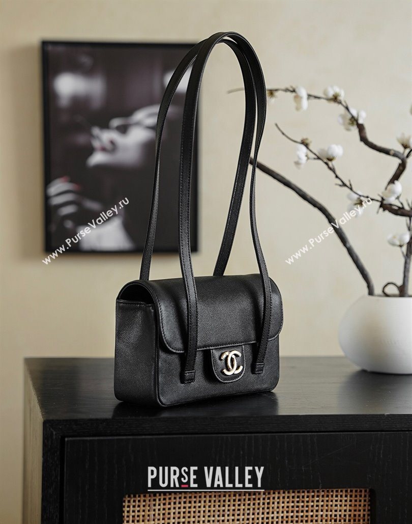 Chanel Calfskin Leather Hobo Bag Black 2025 CH112703 (yezi-251127076)