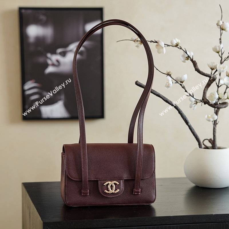 Chanel Calfskin Leather Hobo Bag Dark Burgundy 2025 CH112703 (yezi-251127073)
