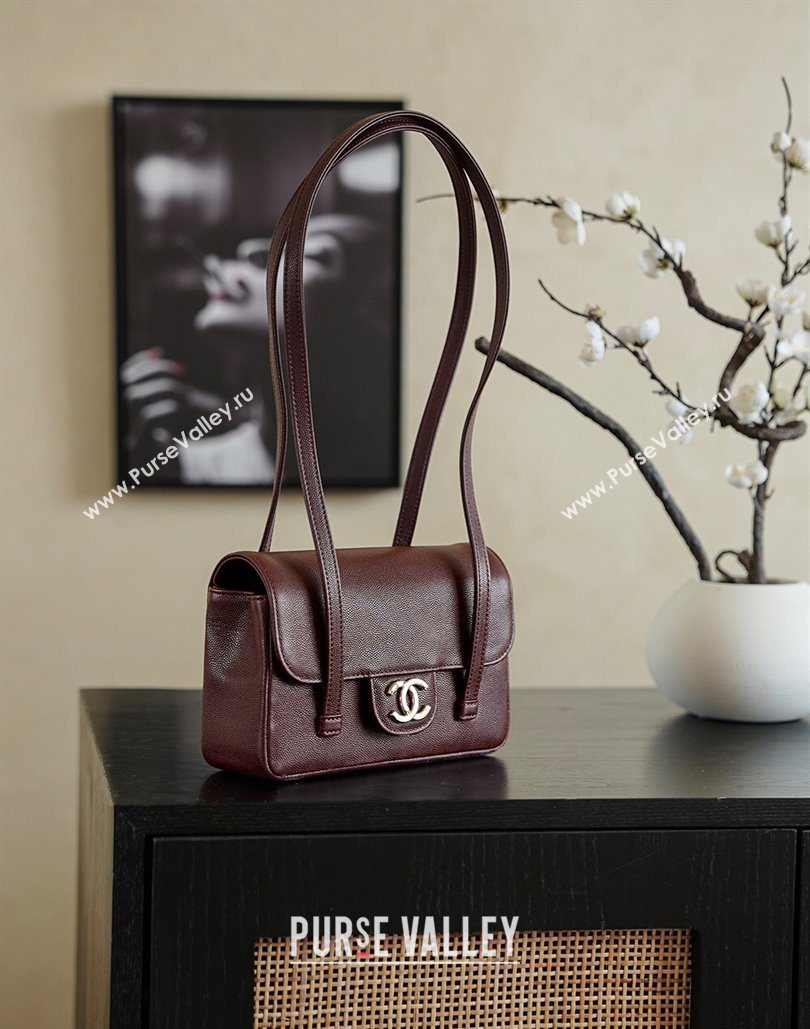 Chanel Calfskin Leather Hobo Bag Dark Burgundy 2025 CH112703 (yezi-251127073)