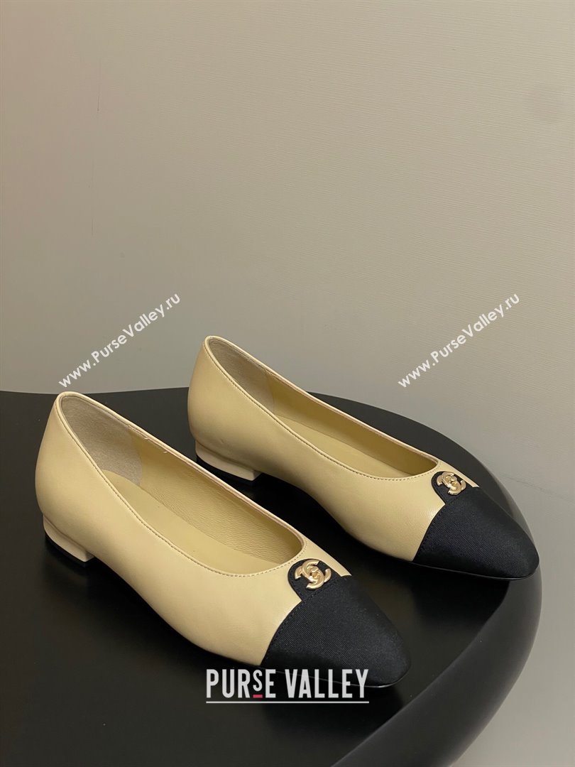 Chanel Lambskin Grosgrain Ballets Flat with CC Tag Beige 2025 G46441 (MD-251103035)
