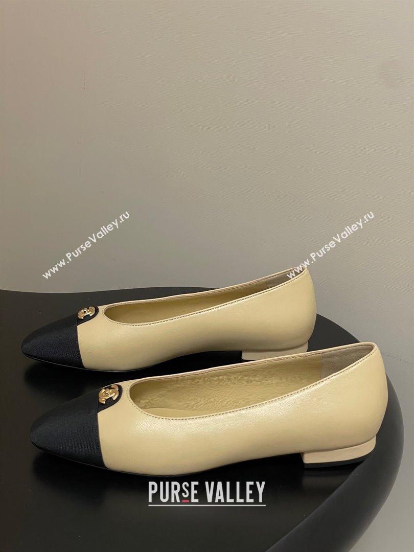 Chanel Lambskin Grosgrain Ballets Flat with CC Tag Beige 2025 G46441 (MD-251103035)