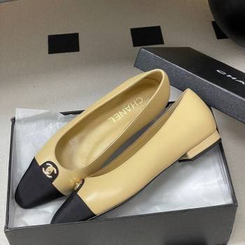 Chanel Lambskin Grosgrain Ballets Flat with CC Tag Beige 2025 G46441 (MD-251103035)