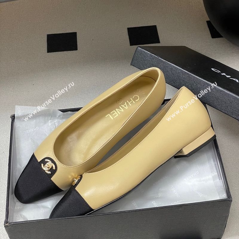 Chanel Lambskin Grosgrain Ballets Flat with CC Tag Beige 2025 G46441 (MD-251103035)