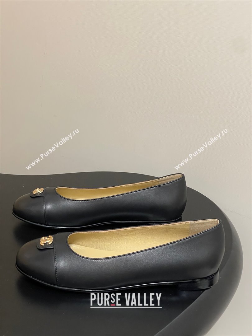 Chanel Lambskin Leather Ballets Flat with CC Tag and Round Toe Black 2025 G46441 (MD-251103036)