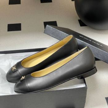 Chanel Lambskin Leather Ballets Flat with CC Tag and Round Toe Black 2025 G46441 (MD-251103036)
