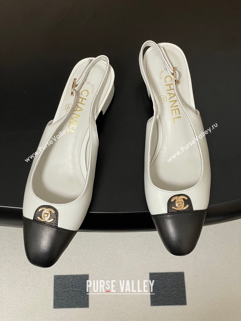Chanel Lambskin Leather Slingbacks Pumps 3.5cm with CC Tag White 2025 G46441 (MD-251103028)