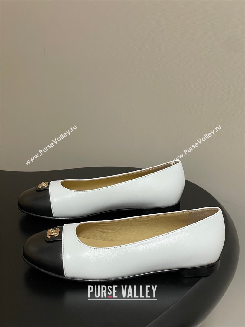 Chanel Lambskin Leather Ballets Flat with CC Tag and Round Toe White 2025 G46441 (MD-251103037)