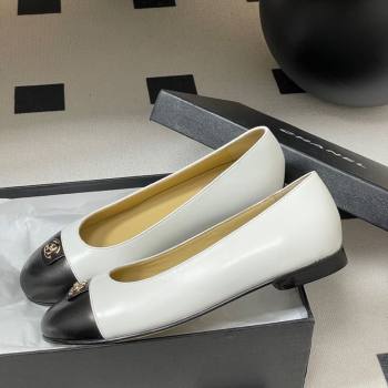 Chanel Lambskin Leather Ballets Flat with CC Tag and Round Toe White 2025 G46441 (MD-251103037)