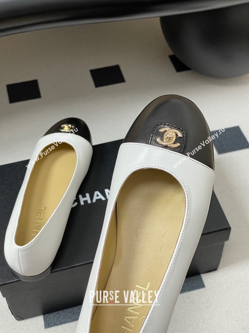 Chanel Lambskin Leather Ballets Flat with CC Tag and Round Toe White 2025 G46441 (MD-251103037)