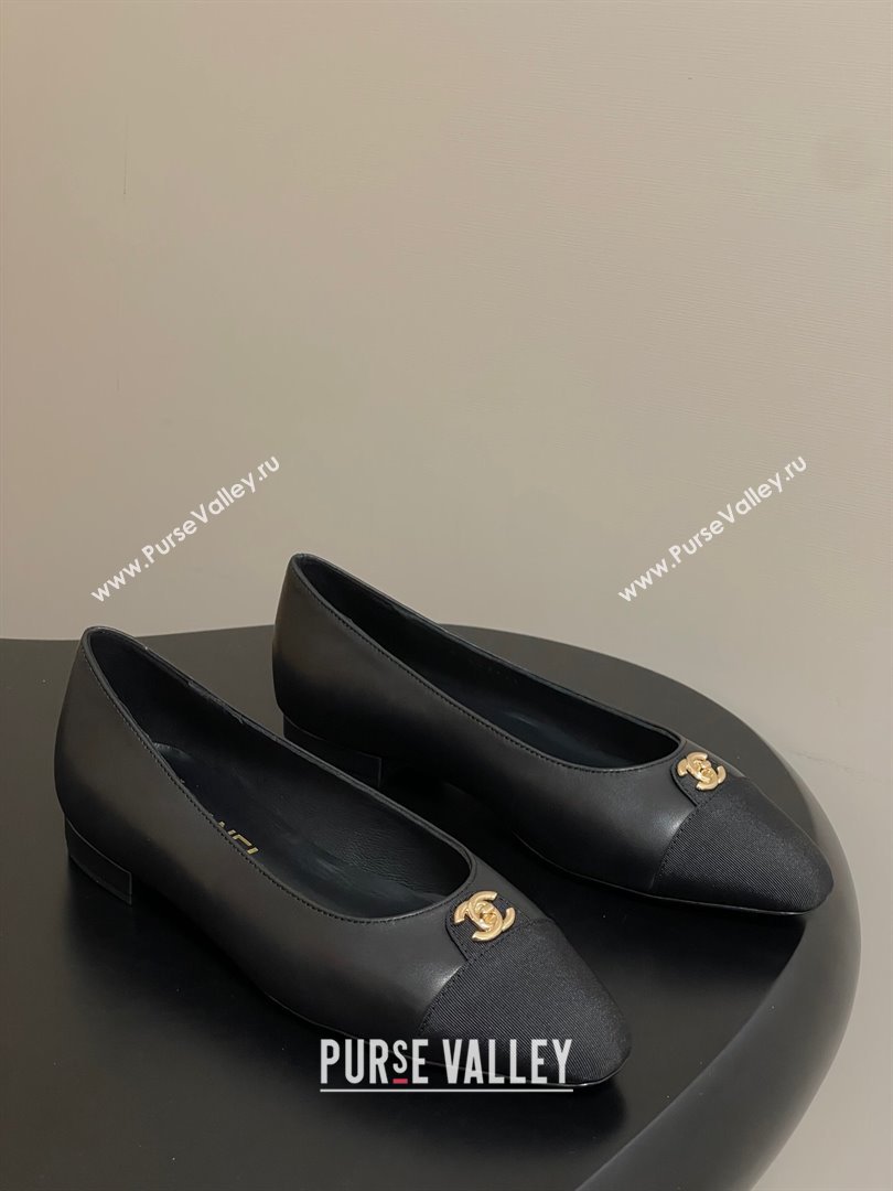 Chanel Lambskin Grosgrain Ballets Flat with CC Tag Black 2025 G46441 (MD-251103033)