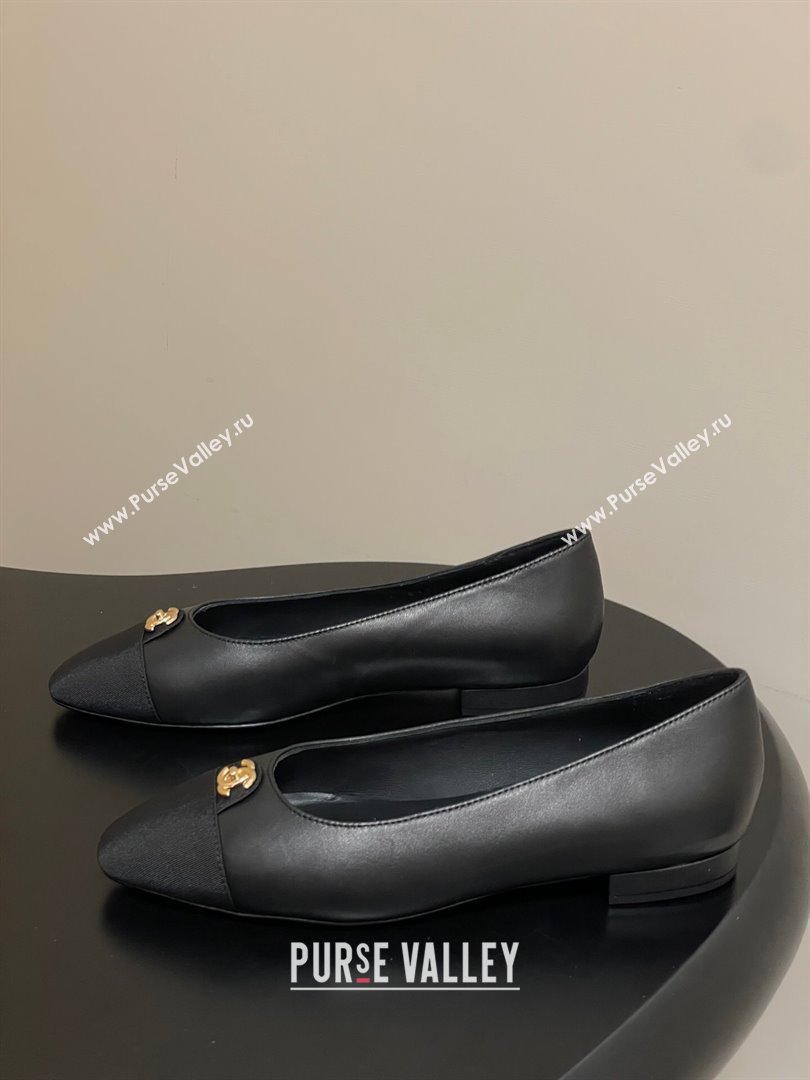 Chanel Lambskin Grosgrain Ballets Flat with CC Tag Black 2025 G46441 (MD-251103033)