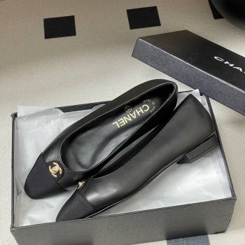 Chanel Lambskin Grosgrain Ballets Flat with CC Tag Black 2025 G46441 (MD-251103033)