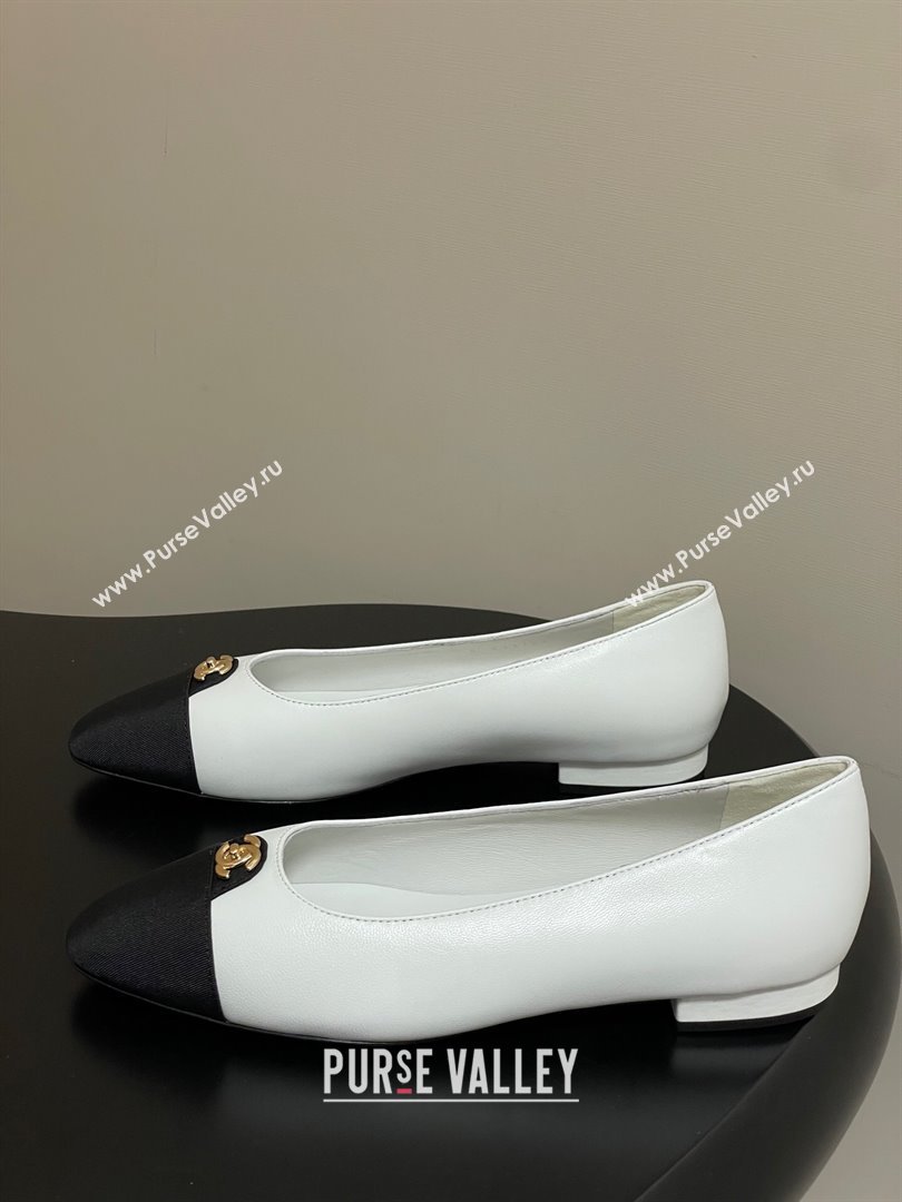 Chanel Lambskin Grosgrain Ballets Flat with CC Tag White 2025 G46441 (MD-251103034)