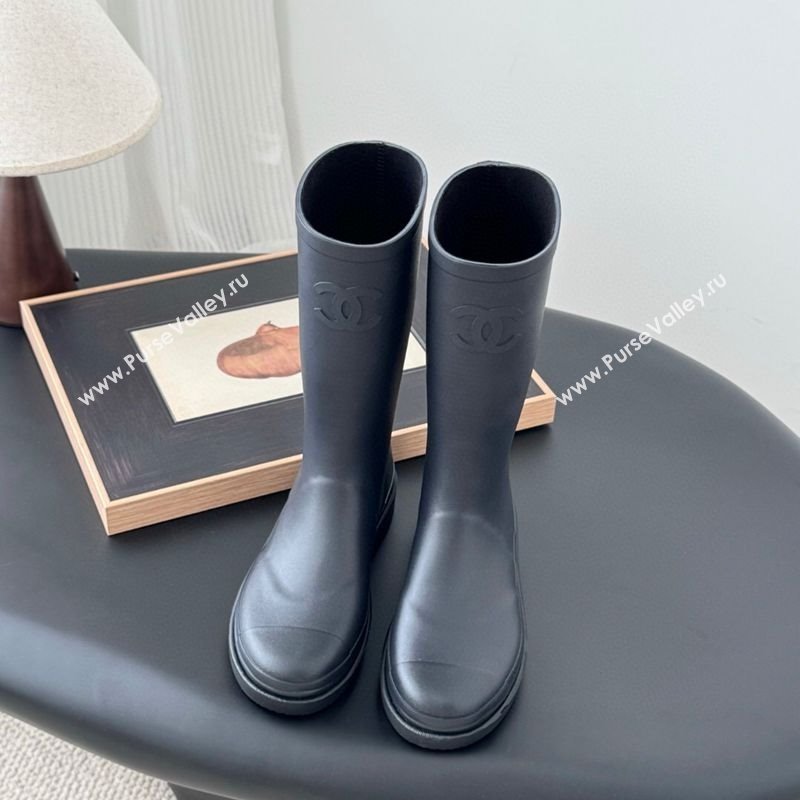 Chanel Rubber Rain Boots Dark Blue 2025 CH122301 (GDX-251223002)