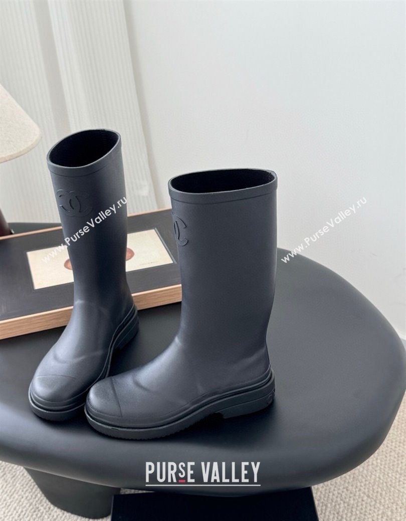 Chanel Rubber Rain Boots Dark Blue 2025 CH122301 (GDX-251223002)