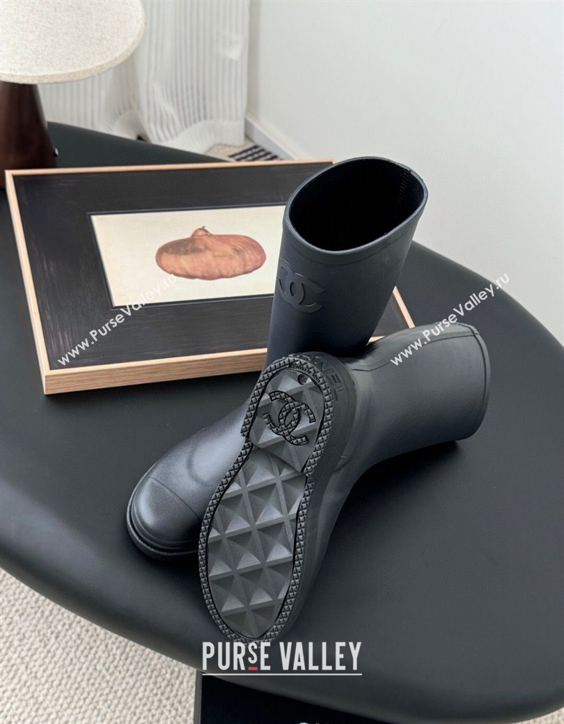 Chanel Rubber Rain Boots Dark Blue 2025 CH122301 (GDX-251223002)