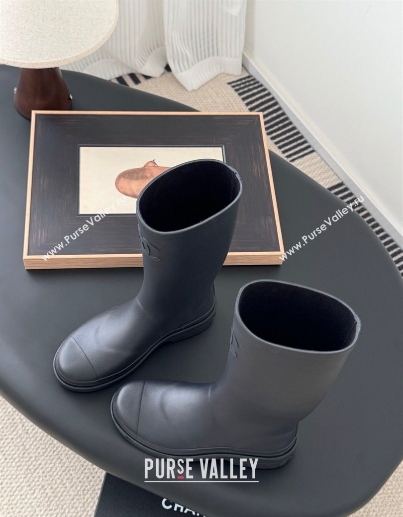 Chanel Rubber Rain Boots Dark Blue 2025 CH122301 (GDX-251223002)