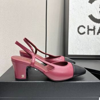 Chanel Calfskin Leather Slingbacks Pump 6.5cm Burgundy/Black 2025 G31318 1223 (MD-251223060)
