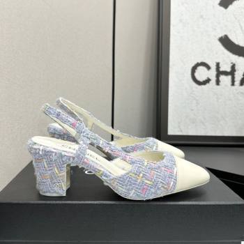 Chanel Tweed Leather Slingbacks Pump 6.5cm Purple/White 2025 G31318 1223 (MD-251223062)
