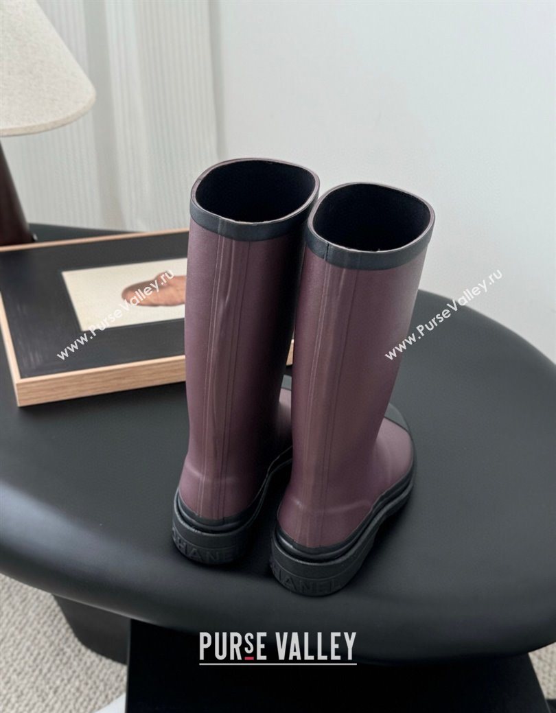 Chanel Rubber Rain Boots Burgundy 2025 CH122301 (GDX-251223001)