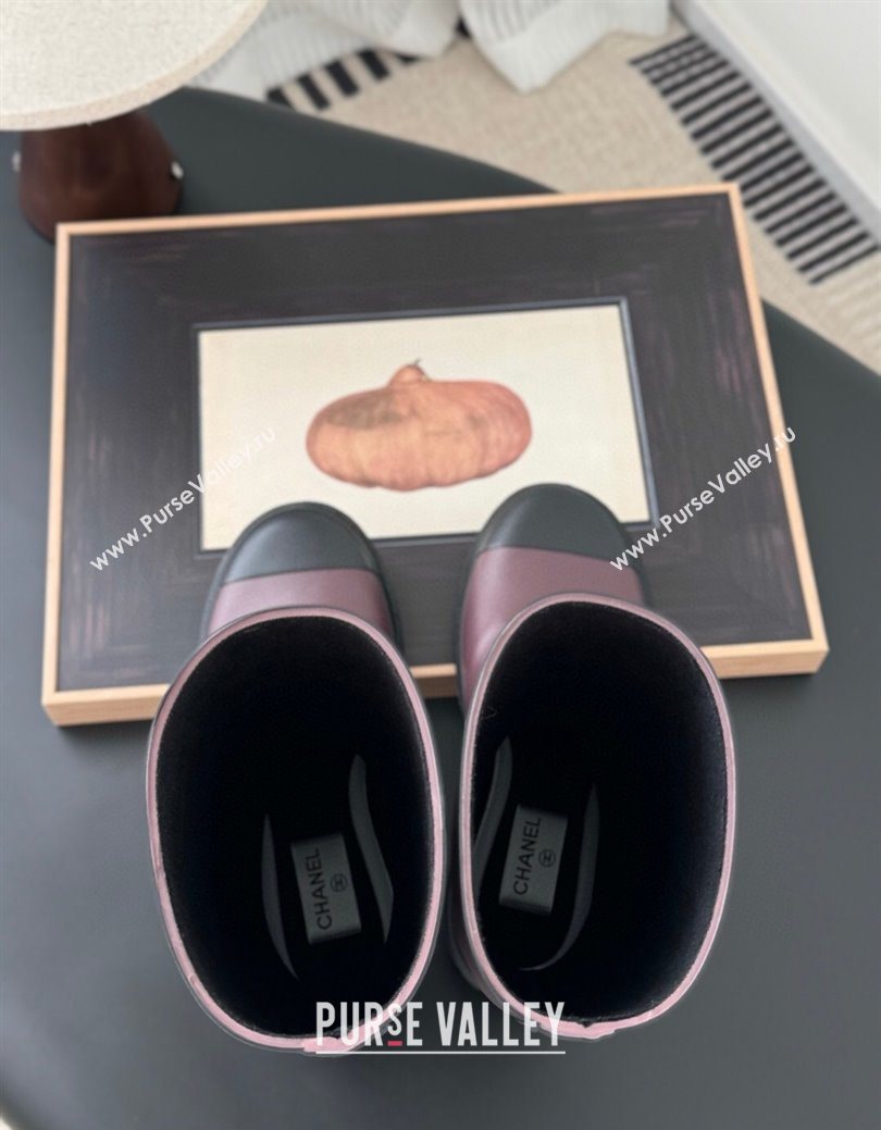 Chanel Rubber Rain Boots Burgundy 2025 CH122301 (GDX-251223001)