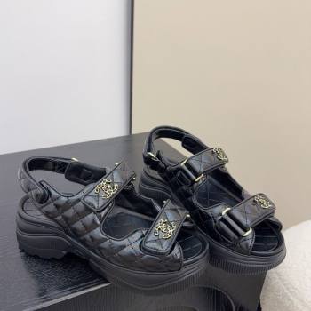 Chanel Shiny Calfskin Platform Sandals 5.5cm Black 2025 G46293 (MD-251223080)