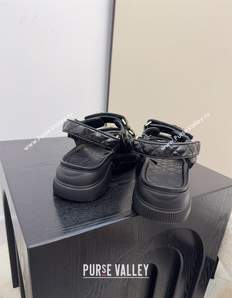 Chanel Shiny Calfskin Platform Sandals 5.5cm Black 2025 G46293 (MD-251223080)