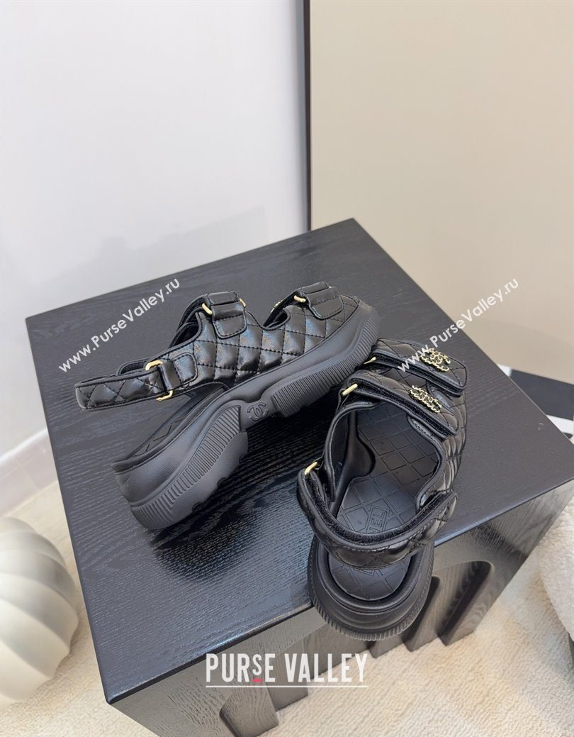 Chanel Shiny Calfskin Platform Sandals 5.5cm Black 2025 G46293 (MD-251223080)