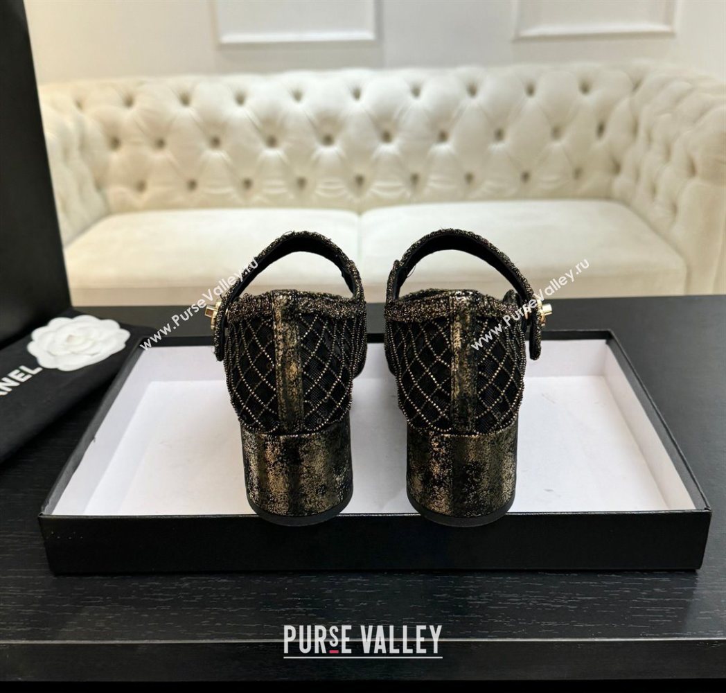 Chanel Mesh Sequins Mary Janes Pumps Black 2025 CH122302 (MD-251223091)