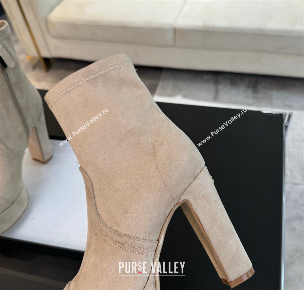 Chanel Stretch Suede Platform Ankle Boots 11.5cm Beige 2025 CH122303 (MD-251223012)