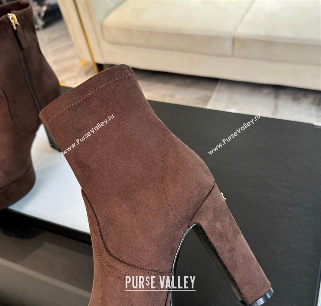 Chanel Stretch Suede Platform Ankle Boots 11.5cm Brown 2025 CH122303 (MD-251223013)