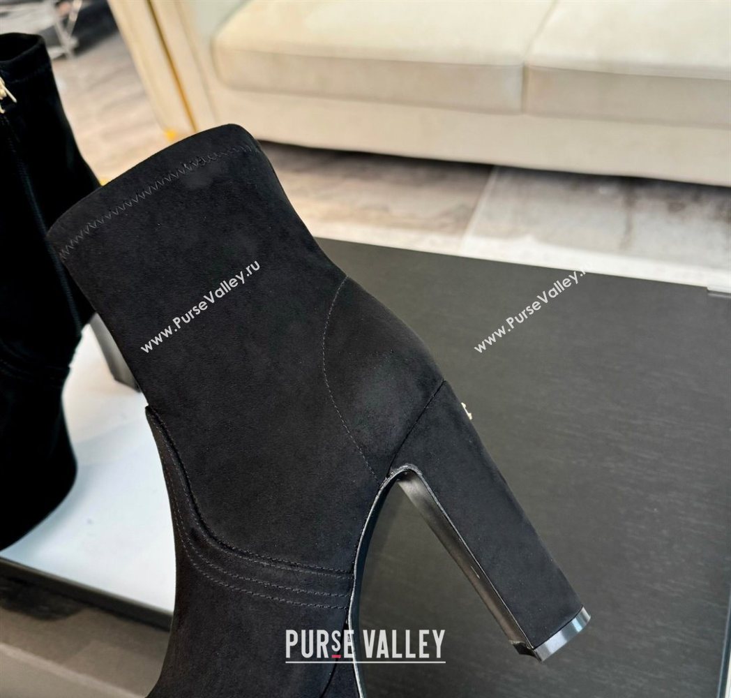 Chanel Stretch Suede Platform Ankle Boots 11.5cm Black 2025 CH122303 (MD-251223014)