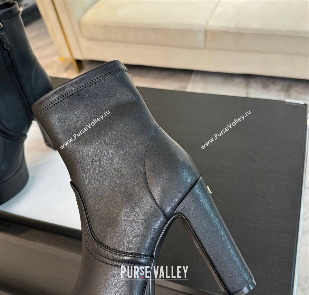 Chanel Stretch Calfskin Leather Platform Ankle Boots 11.5cm Black 2025 CH122303 (MD-251223015)