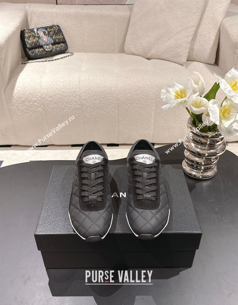 Chanel Calfskin Leather Sneakers Black 2025 G47014 (SS-251223105)