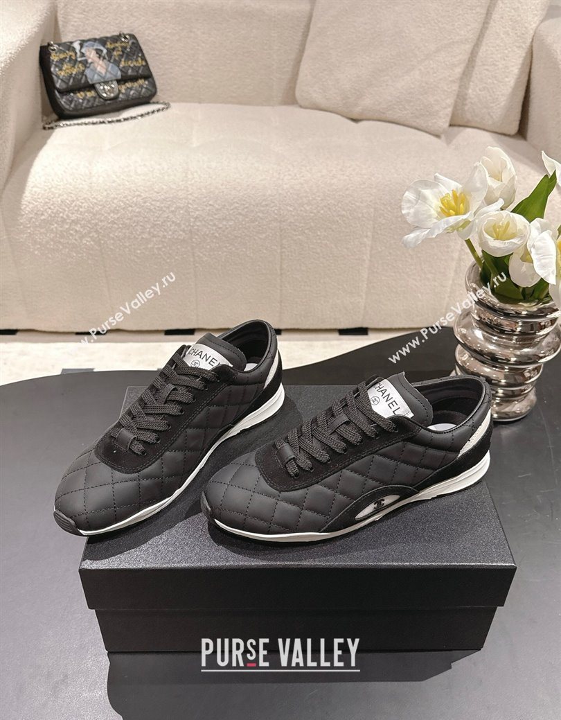 Chanel Calfskin Leather Sneakers Black 2025 G47014 (SS-251223105)