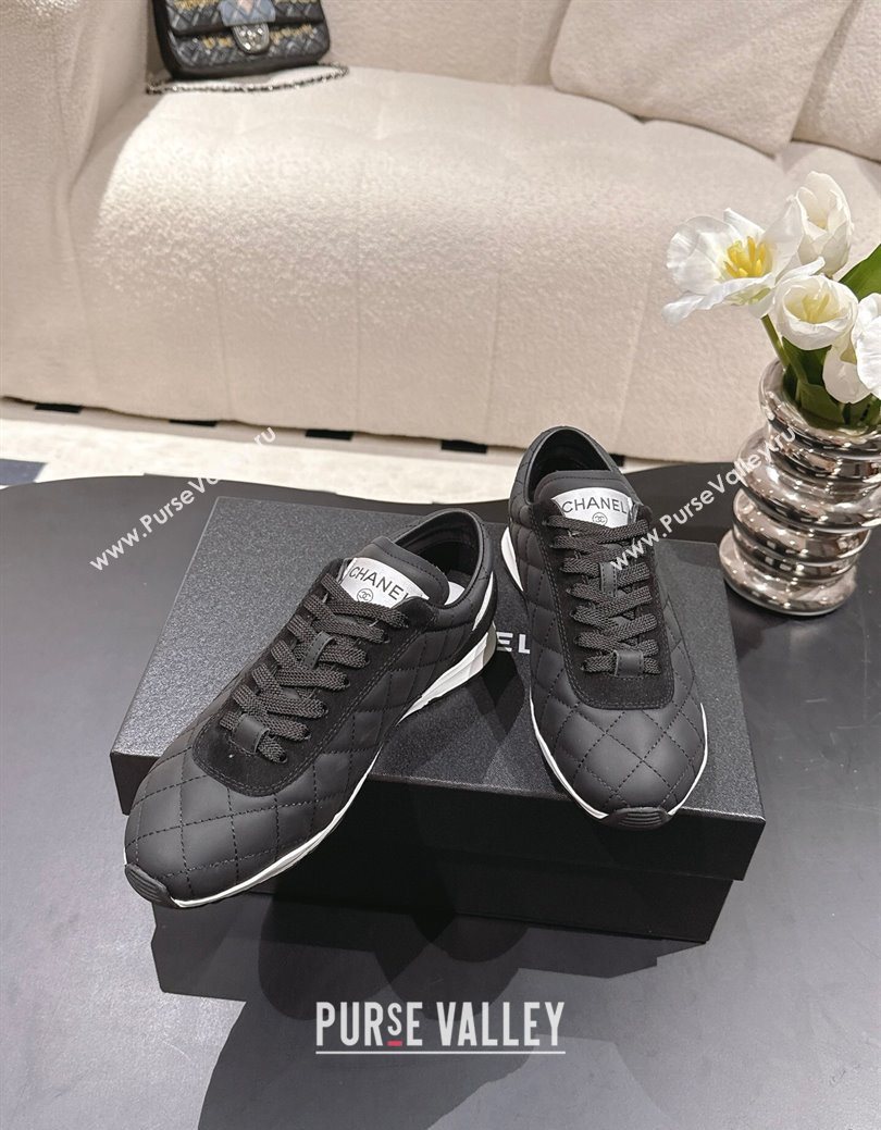 Chanel Calfskin Leather Sneakers Black 2025 G47014 (SS-251223105)