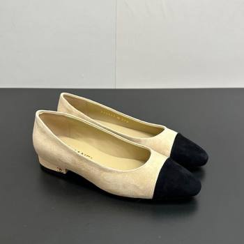 Chanel Suede Slingbacks Flat Beige/Black 2025 CH122405 (KL-251224045)