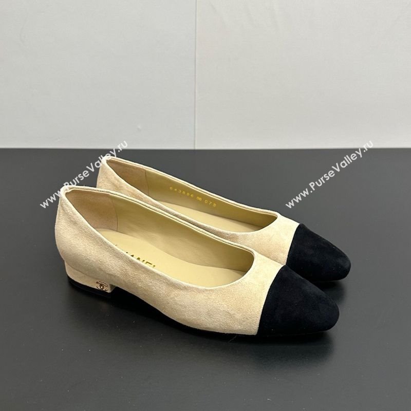 Chanel Suede Slingbacks Flat Beige/Black 2025 CH122405 (KL-251224045)