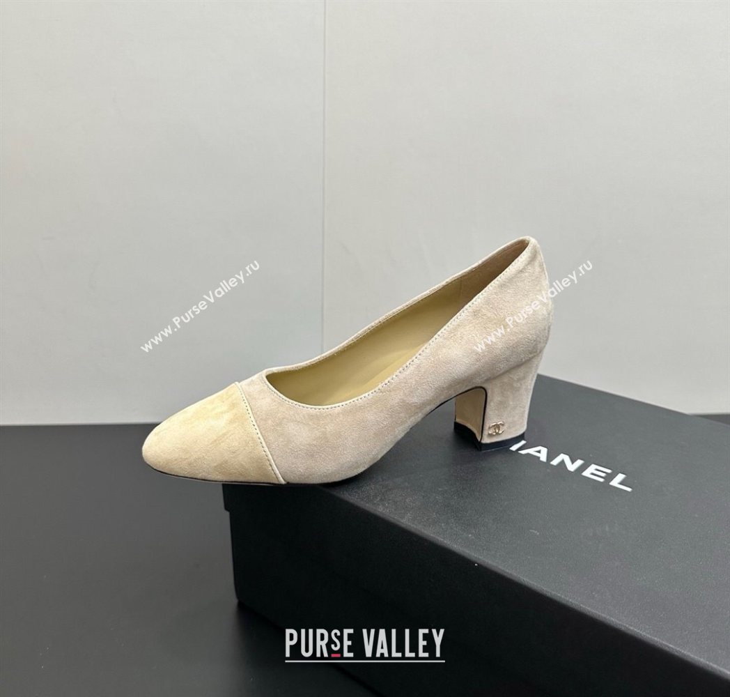 Chanel Suede Pumps 6.5cm Beige/Yellow 2025 CH122405 (KL-251224052)