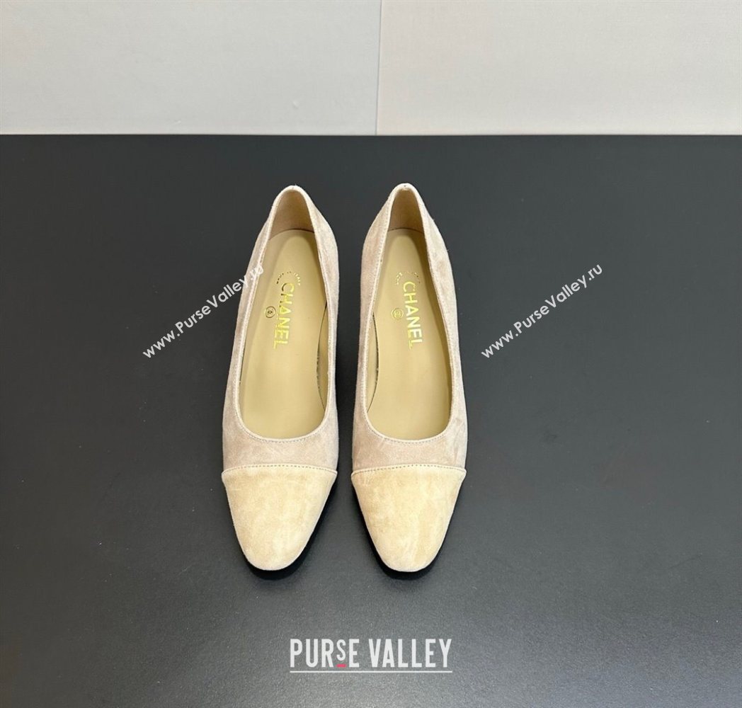Chanel Suede Pumps 6.5cm Beige/Yellow 2025 CH122405 (KL-251224052)