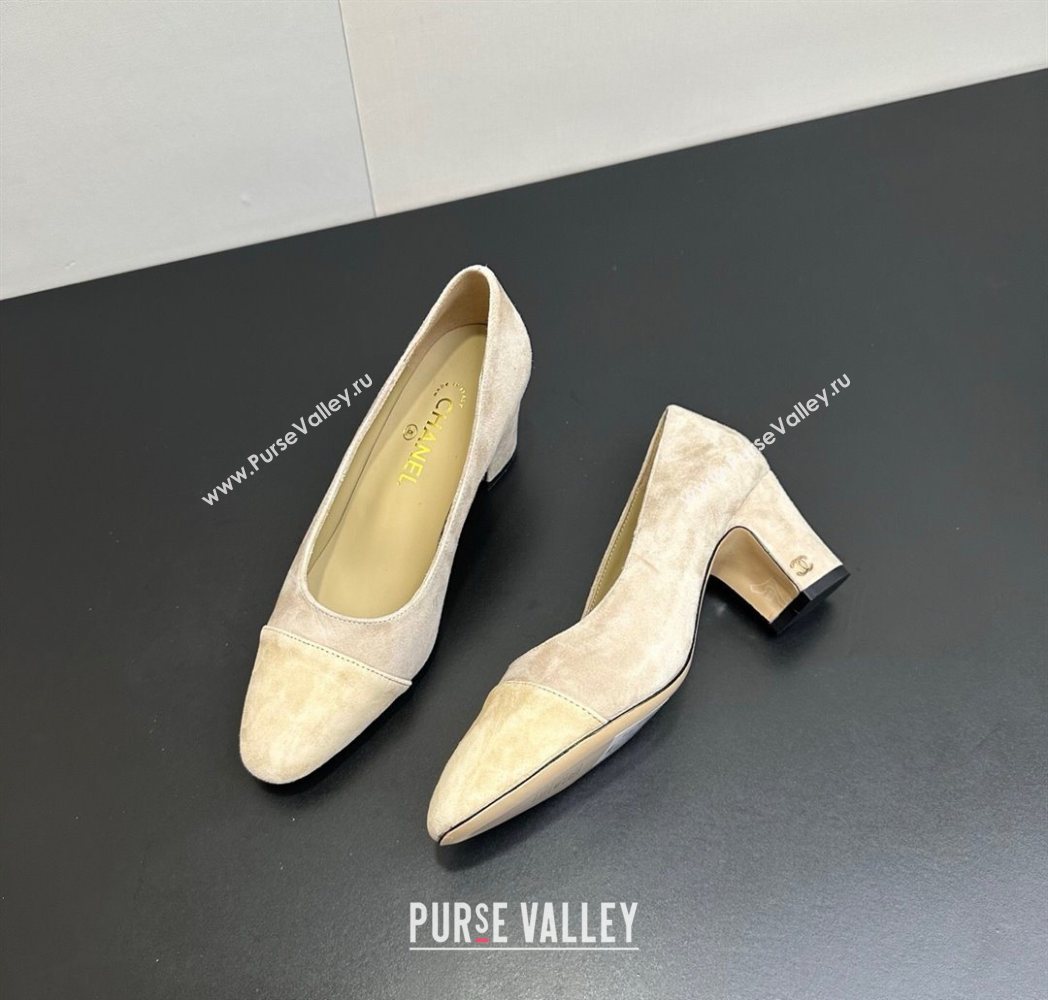 Chanel Suede Pumps 6.5cm Beige/Yellow 2025 CH122405 (KL-251224052)
