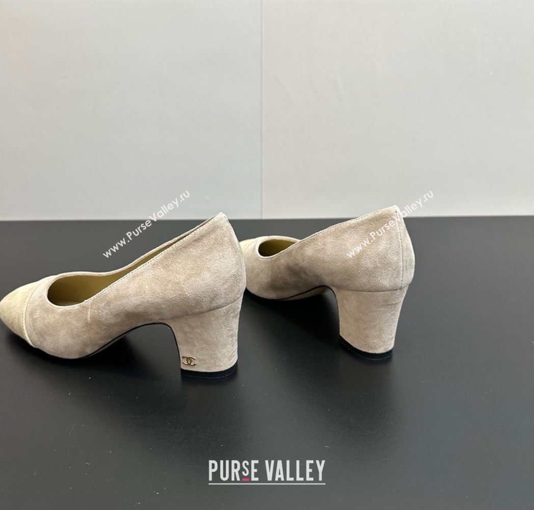 Chanel Suede Pumps 6.5cm Beige/Yellow 2025 CH122405 (KL-251224052)