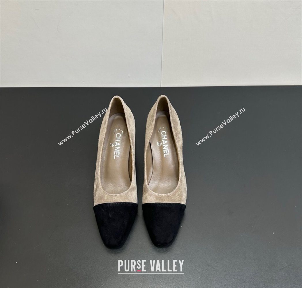 Chanel Suede Pumps 6.5cm Grey/Black 2025 CH122405 (KL-251224053)