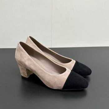 Chanel Suede Pumps 6.5cm Light Grey 2025 CH122405 (KL-251224055)