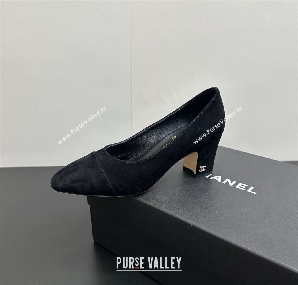 Chanel Suede Pumps 6.5cm Black2 2025 CH122405 (KL-251224057)
