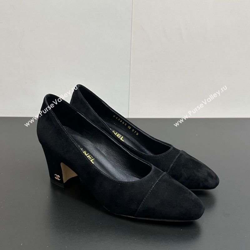 Chanel Suede Pumps 6.5cm Black2 2025 CH122405 (KL-251224057)