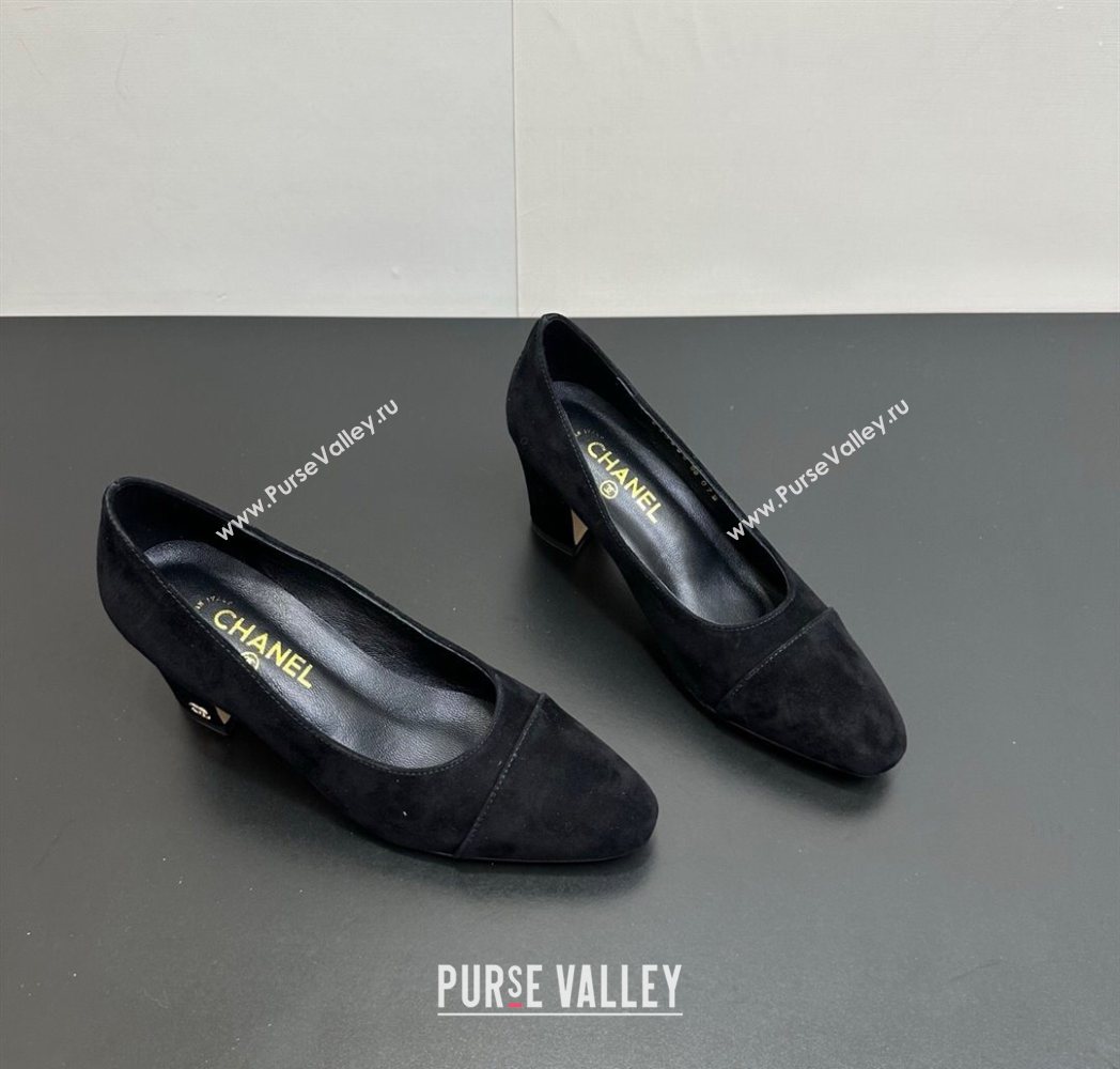 Chanel Suede Pumps 6.5cm Black2 2025 CH122405 (KL-251224057)