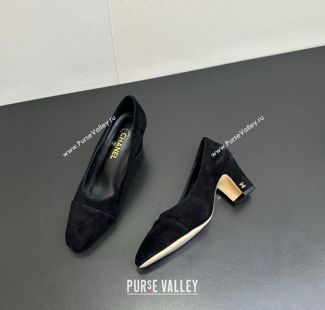 Chanel Suede Pumps 6.5cm Black2 2025 CH122405 (KL-251224057)